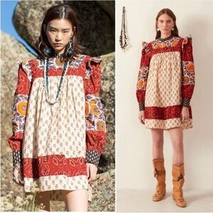 Alix of Bohemia | Sofia Patchwork Long Sleeve Boho Mini Dress Size XS